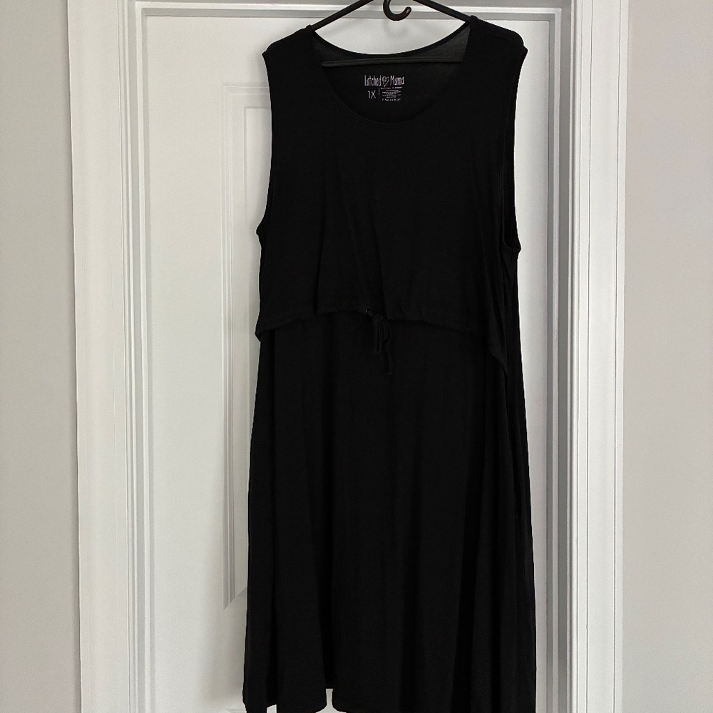 Latched Mama Black Sleeveless Nursing Dress
